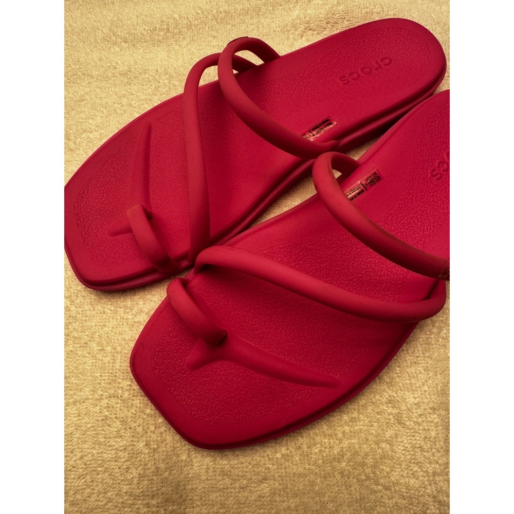 Crocs size 6 New miami women's tulum toe post pink strappy open flat SB25